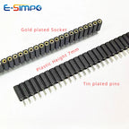 2.54mm Round Hole RA Straight Single/Dual Row 0.1" Breakable Stackable PCB IC Crystal Transistor PH 7mm Female Tin Pin Header