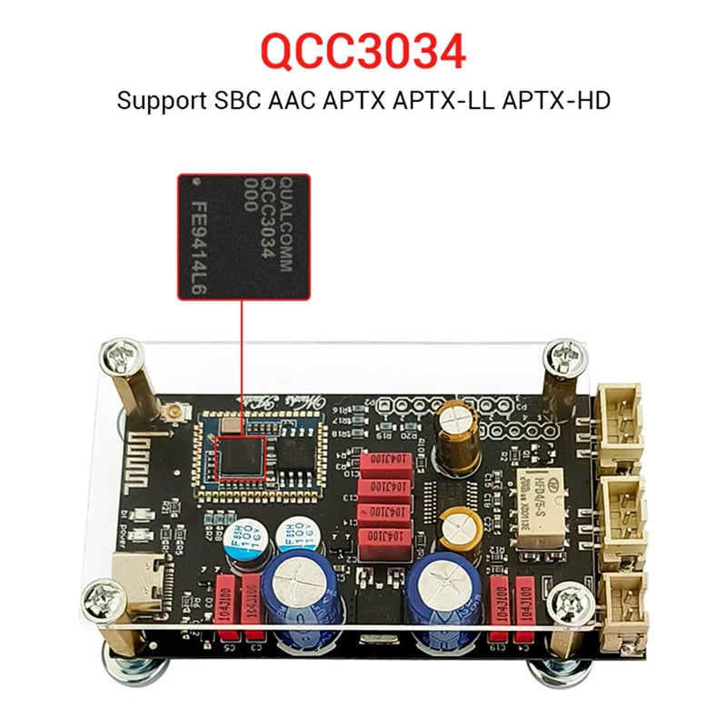 - Qualcomm QCC3034 Bluetooth 5.1 Lossless Decoding Board LDAC Audio Decoder Board-DTA9