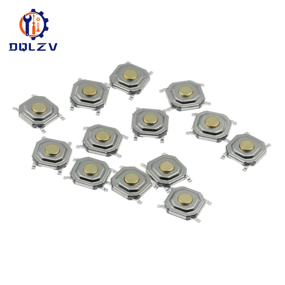 12V 5.2*5.2*1.5mm 12V 0.5A 4 Pin SMT Push Button Switch Metal Tactile Micro Tact Touch Switch Copper Interruptor 4x4x1.5