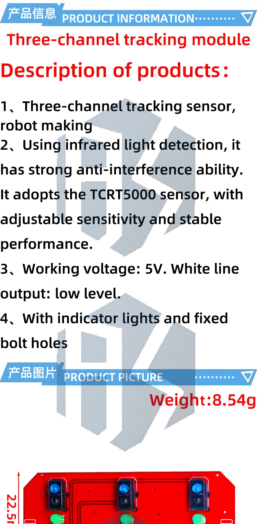 TCRT5000 3/5-Channel Photoelectric IR Detector Module: for Arduino-Compatible for Line Tracking & Obstacle Avoidance