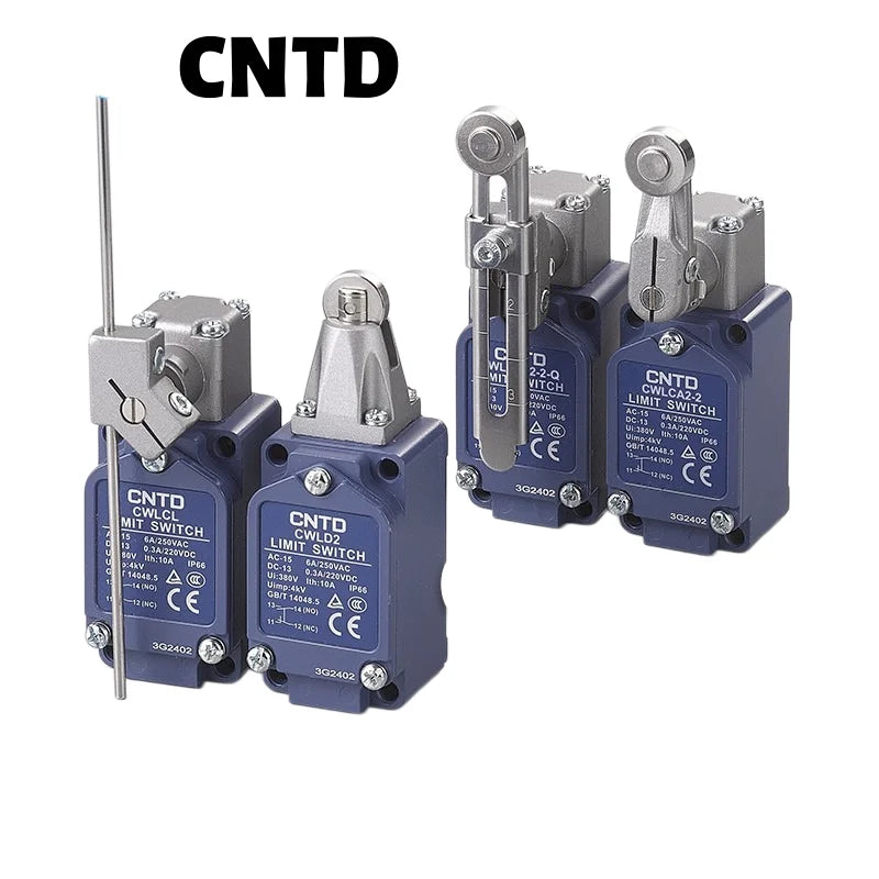 Limit Switch, CNTD CWLNJ‑S2 aluminum alloy housing 1NO1NC contact, 10A 250VAC IP65 flexible spring rod, position sensor for mach