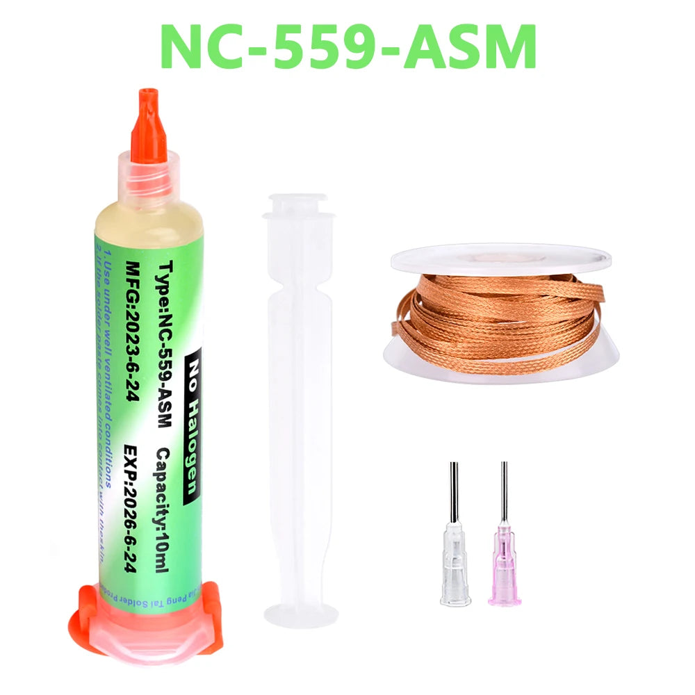 RMA‑223‑TPF 10ml Syringe No‑Clean Liquid Soldering Flux Paste for BGA Reballing SMD PCB Motherboard Chip Repair Welding Tools