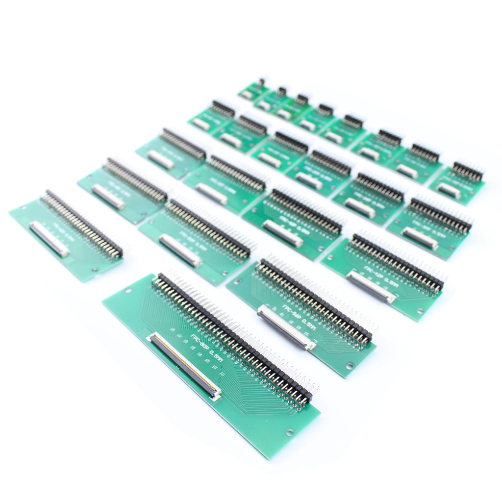 1pcs 4P-- 50P 0.5mm Pitch Connector SMT Adapter to 2.54mm 1.00 Inch Hole FPC FFC Cable Welded Board + Double Row Straight Pin