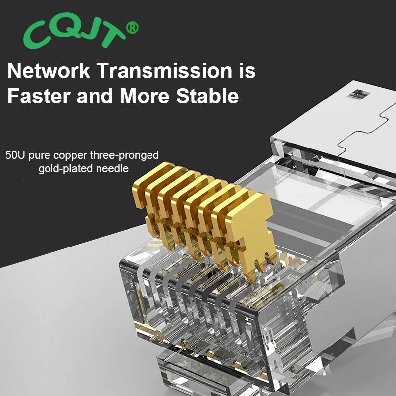 CAT6 CAT7 CAT5E RJ45 Connectors Pass Through Modular Plug Network UTP 3/50μ Gold-Plated 8P8C Crimp End for Ethernet Cable