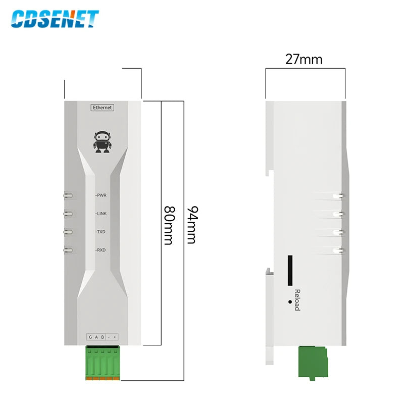 RS485 to Ethernet Serial Server CDSENT NA111 Series DC/AC/POE Modbus Industrial Grade AT Command TCP/UDP MQTT Small Size