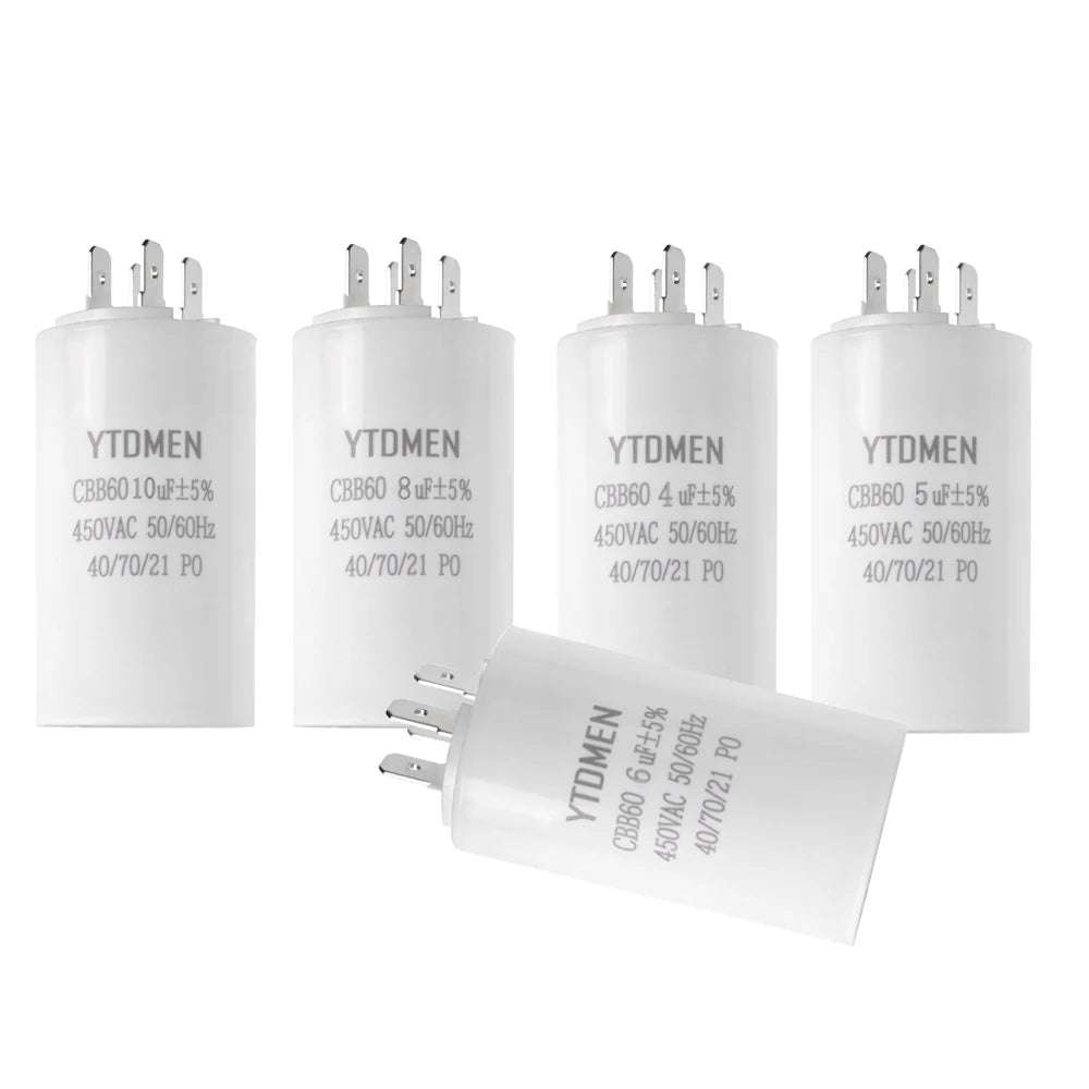 AC 450V CBB60 Dual Insert Motor Starting Capacitor 4pin 4UF-60UF Replacement Motor Run Capacitors For Air Compressor Water Pump