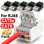 For RJ45 Module Coupler Ethernet Module Female Jack Wall Adapter RJ45 Cat6/Cat5e Ethernet Keystone Jack No Punch-Down Tool-Less