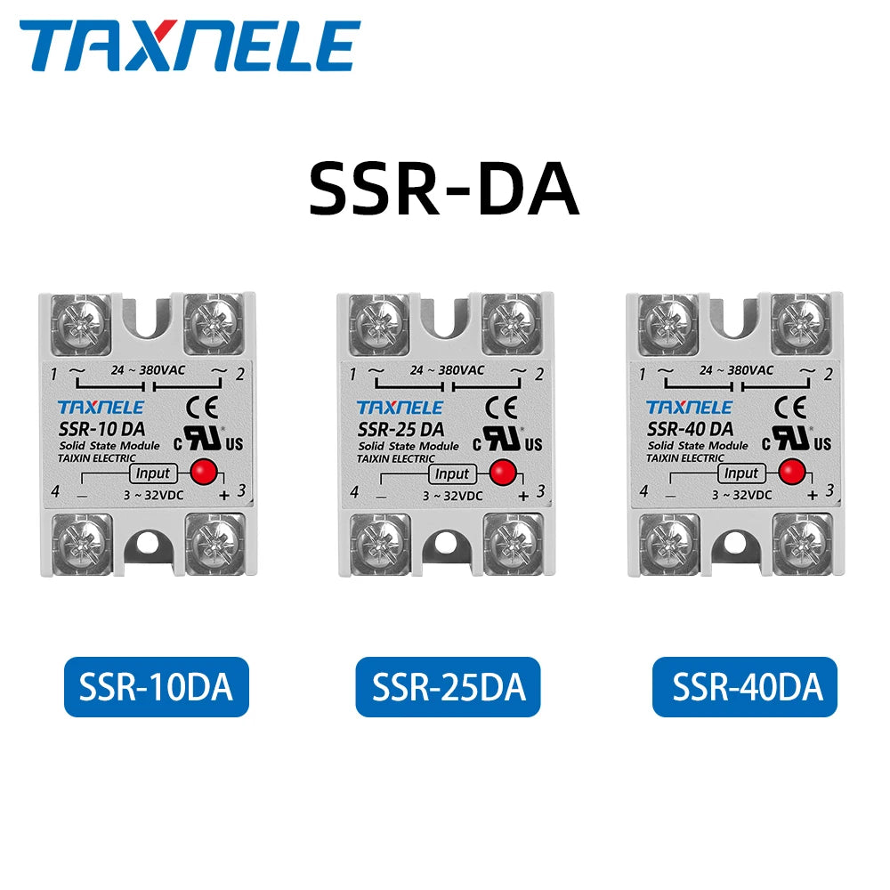 Single Phase Solid State Relay SSR-40DA SSR-25DA SSR-10DA DC To AC 3-32VDC Input 24-380VAC Output Solid State Relay
