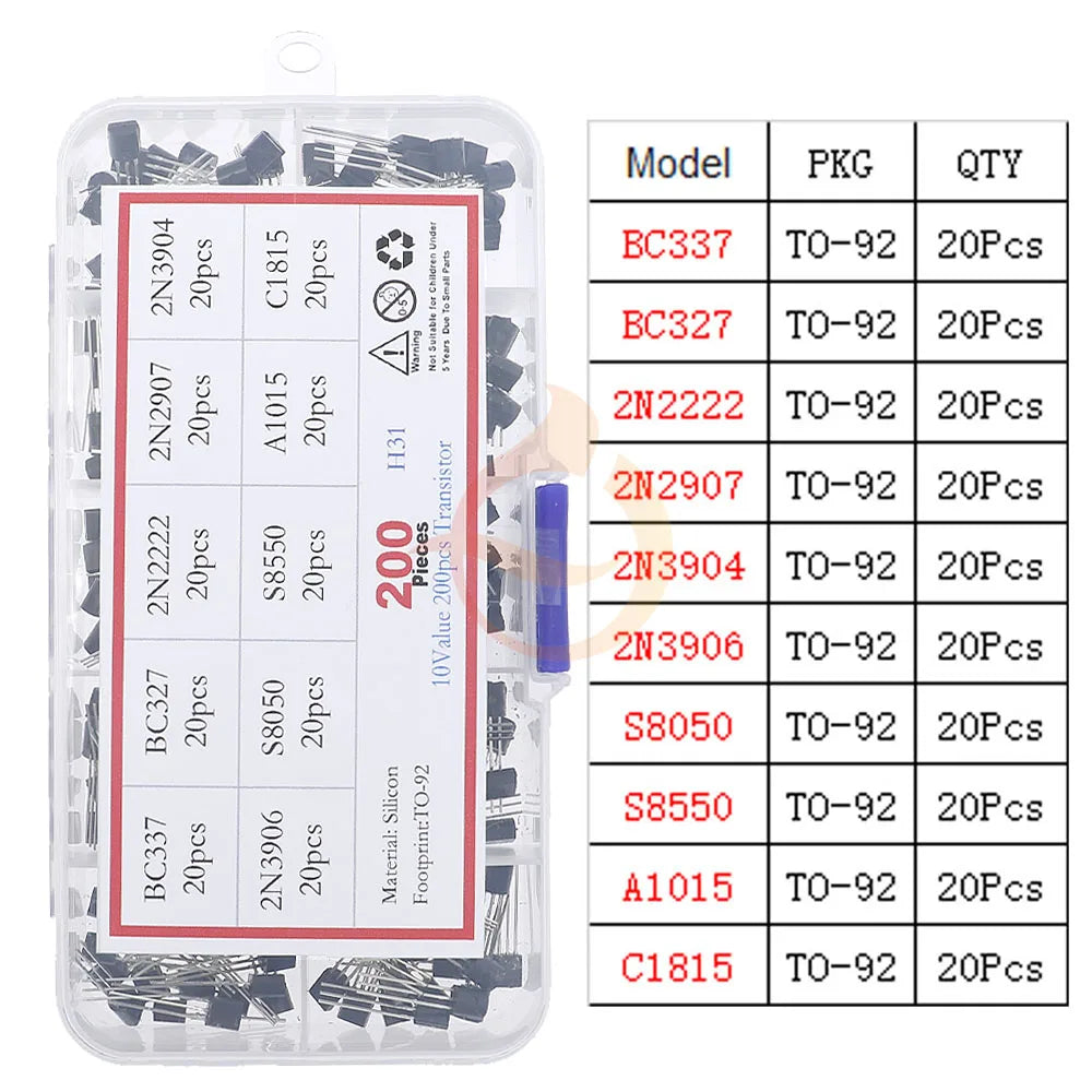 DIP SMD Mosfet Triode Thyristor PNP NPN Voltage Regulator Chip Transistor Assortment Kit SOT-23 TO-92 TO-126 TO-220 DIY Mix Set