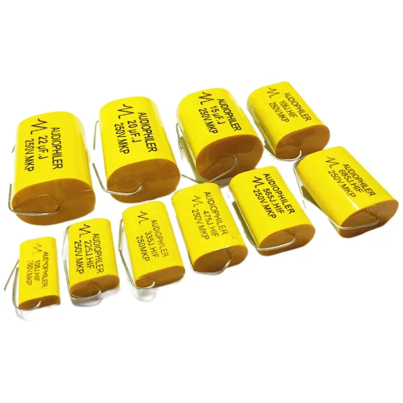 5PCS MKP 250V 1UF 1.5 1.8 2.2 2.7 3.3 4.7 5.6 6.8UF 8.2 10 12 15 20 22 33 47UF Higt quality Axial Audio Electrodeless Capacitor