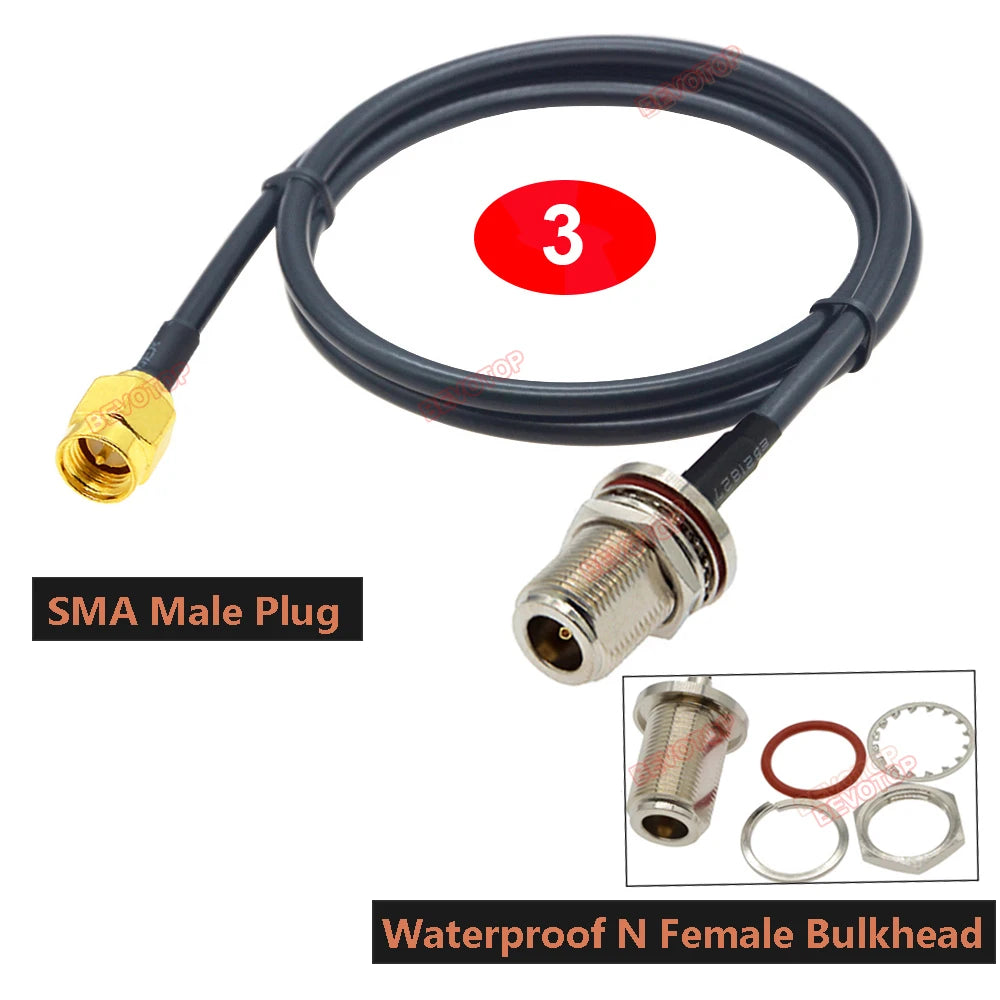 1PCS RG58 Cable Waterproof N Female Bulkhead to SMA/ RP-SMA Male Female RF Coax Pigtail 3G 4G 5G LTE Antenna Extension Jumper