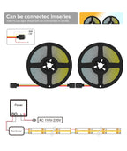 FCOB CCT LED Light Strip 640 LEDs High Density Flexible FOB COB 10mm Led Lights RA90 3000K to 6000K Linear Dimmable DC12V DC24V
