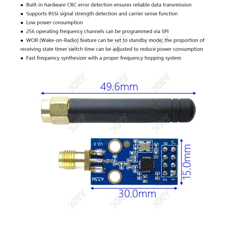 XRY CC1101 Wireless Module With SMA Antenna Wireless Transceiver Module For Arduino 433MHZ