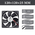 Gdstime 120mm USB PC Fan 5V 12V 24V 48V 12cm DC Brushless Cooling Fan 12025 2PIN 3PIN 4PIN Ball Computer Case Fan Waterproof Fan