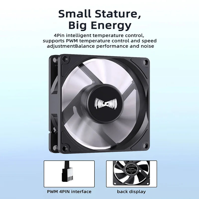 TEUCER 8015 Computer Case Fan 80mm/92mm 4-pin PWM High Airflow Ultra-thin Cooling Fan 1200-3000RPM Cascadable FDB Bearing Fan