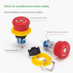 16MM Red Illuminated Rotary Emergency Stop Button Switch Wired with Light 1NO1NC Rotate Reset Welding Pin Knob Plastic Switches