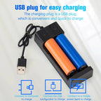 2-Slot Smart 18650 Battery Charger - USB-C Powered Lithium Ion Charger with LED Indicators, Universal Compatibility