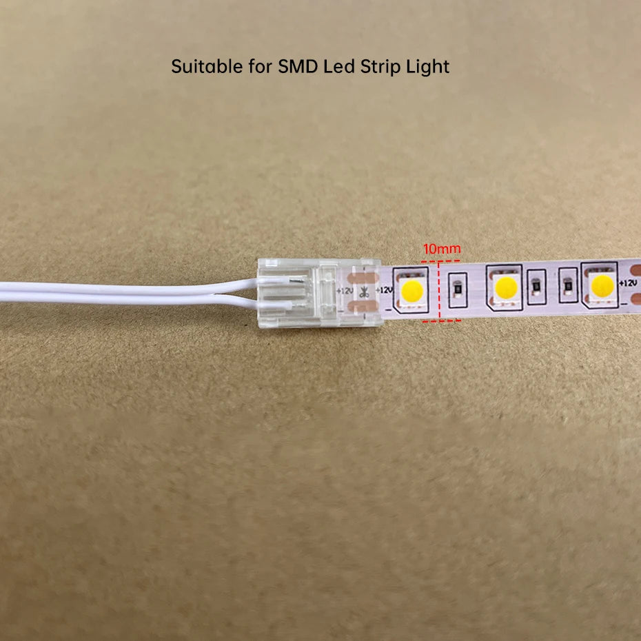 1/3/5Pcs 2m Dupont Extension Wire 2Pin 8mm 10mm Solderless Crystal Connector for Cabinet Wardrobe 2835 SMD 12V/24V LED Strip