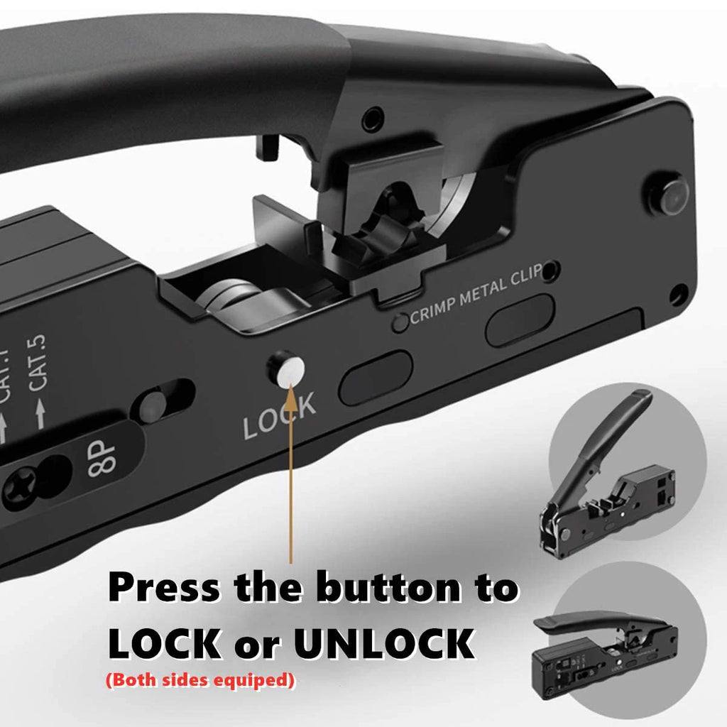 ZoeRax RJ45 Crimp Tool Ethernet Crimping Tool Wire Cutter Crimper for Cat7 Cat6a Cat6 Cat5e Pass Through Connectors