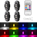 2/4/6/8 pcs LED Aircraft Strobe Lights Remote Control 8 Colors Anti-Collision LED Lights for Car Motorcycle Drone Aircraft Bike