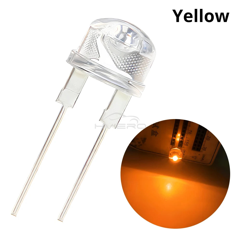 50/500PCS 8mm Straw Hat 0.5W White Warm Red Yellow Blue Green Emitting Diode LED Wide Angle Ultra Bright Bulbs Light Lamp Diodes
