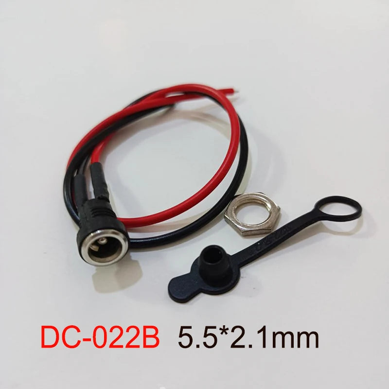 5.5*2.5/5.5*2.1mm Electric Lithium Battery Bicycle Connection Charging Port DC Power Supply Female Head With Cable Wired Socket