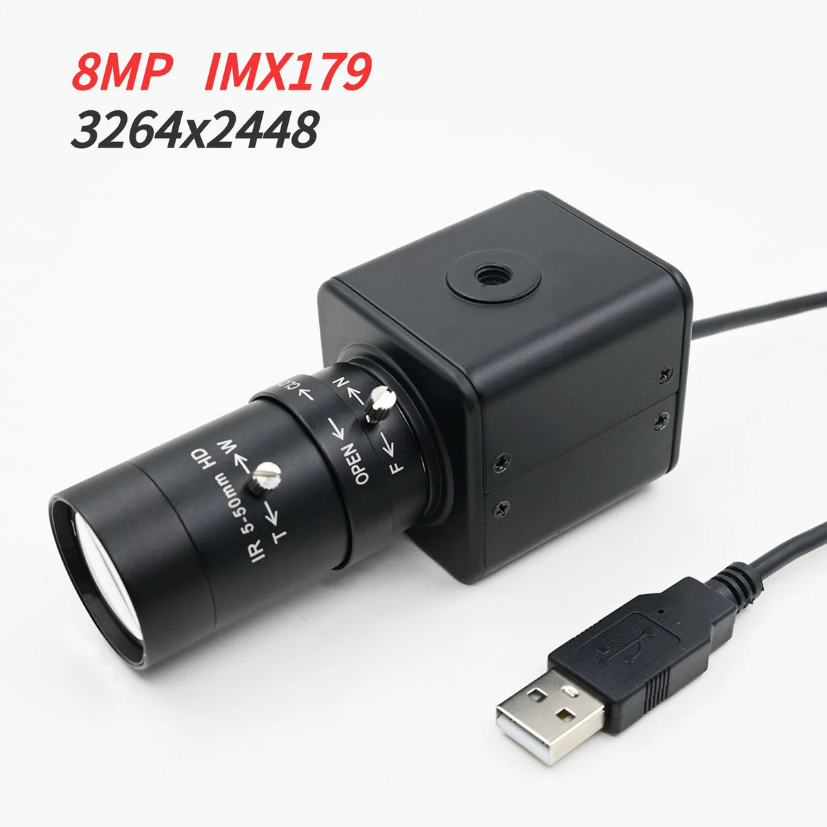 HD 16MP USB Camera With 5-50mm 2.8-12mm Varifocal CS Lens,IMX298 4656X3496 10fps,For Image Recognition,High Shoot Document Scan