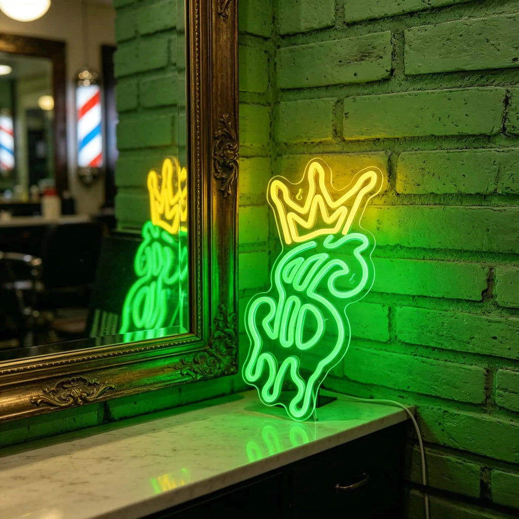 Crown Dripping Dollar LED Neon Sign USB Green Money Symbol Neon Wall Light for Bar Man Cave Bedroom Decor