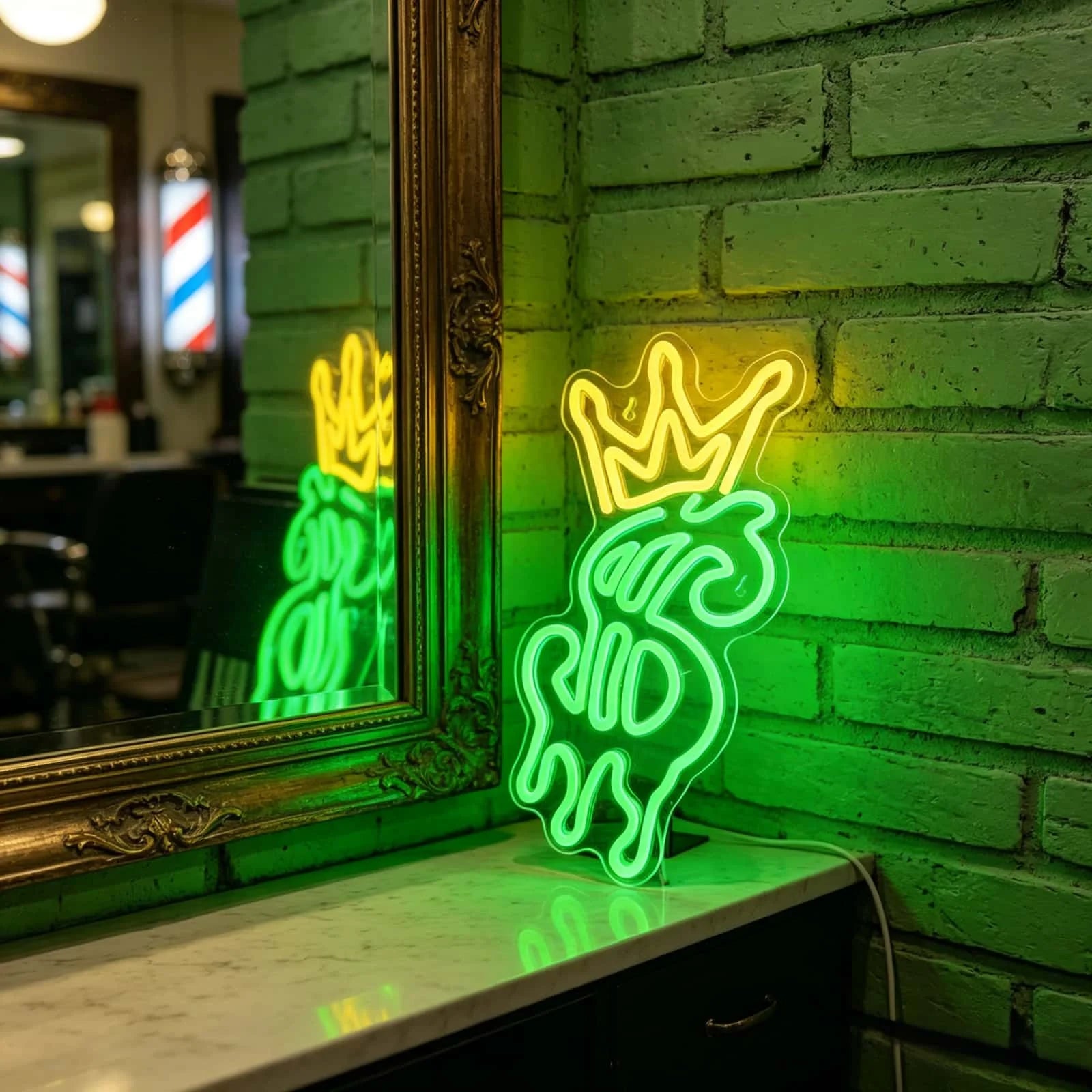 Crown Dripping Dollar LED Neon Sign USB Green Money Symbol Neon Wall Light for Bar Man Cave Bedroom Decor