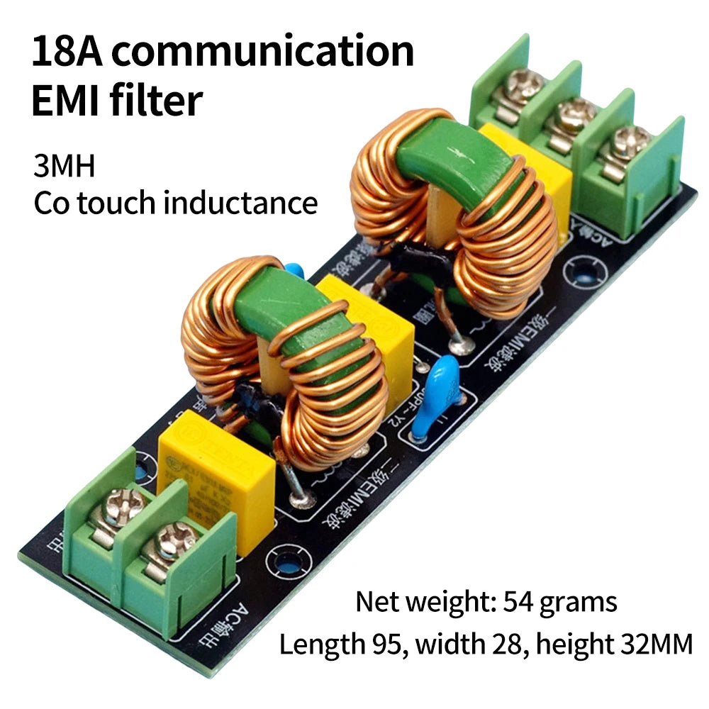 2A 4A 10A 18A EMI Power Filter Module High Efficiency DC Power Supply Filter DIY Audio Secondary Common Mode EMI Power Filter
