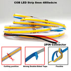 12V 24V COB LED Strip 5mm/8mm PCB 400/480LEDs/m Flexible Red/Green/Blue/Pink/Ice Blue/Yellow Led Strip For Home Decor LED Lights