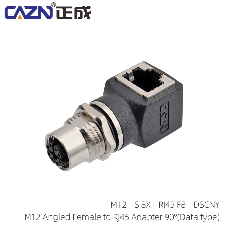 Industrial M12 Waterproof Connector 8-Pin Core to RJ45 X-Coded Straight Angled Socket for Networking And Electronics