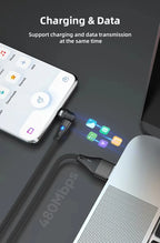 3A Fast Charging Magnetic Cable 540° Rotating USB Type C Micro Data Cable for Samsung Huawei Xiaomi Android Phone Charger Wire