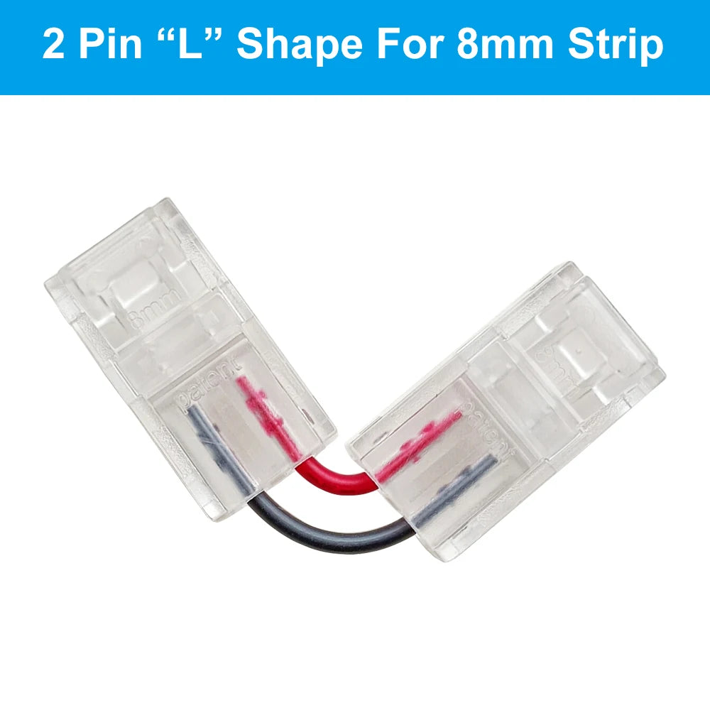 2/3/4/5/6Pin LED Light Strip Corner Connector Transparent Solderless Buckle Board To Board L-Shaped Solderless For RGB RGBW Tape
