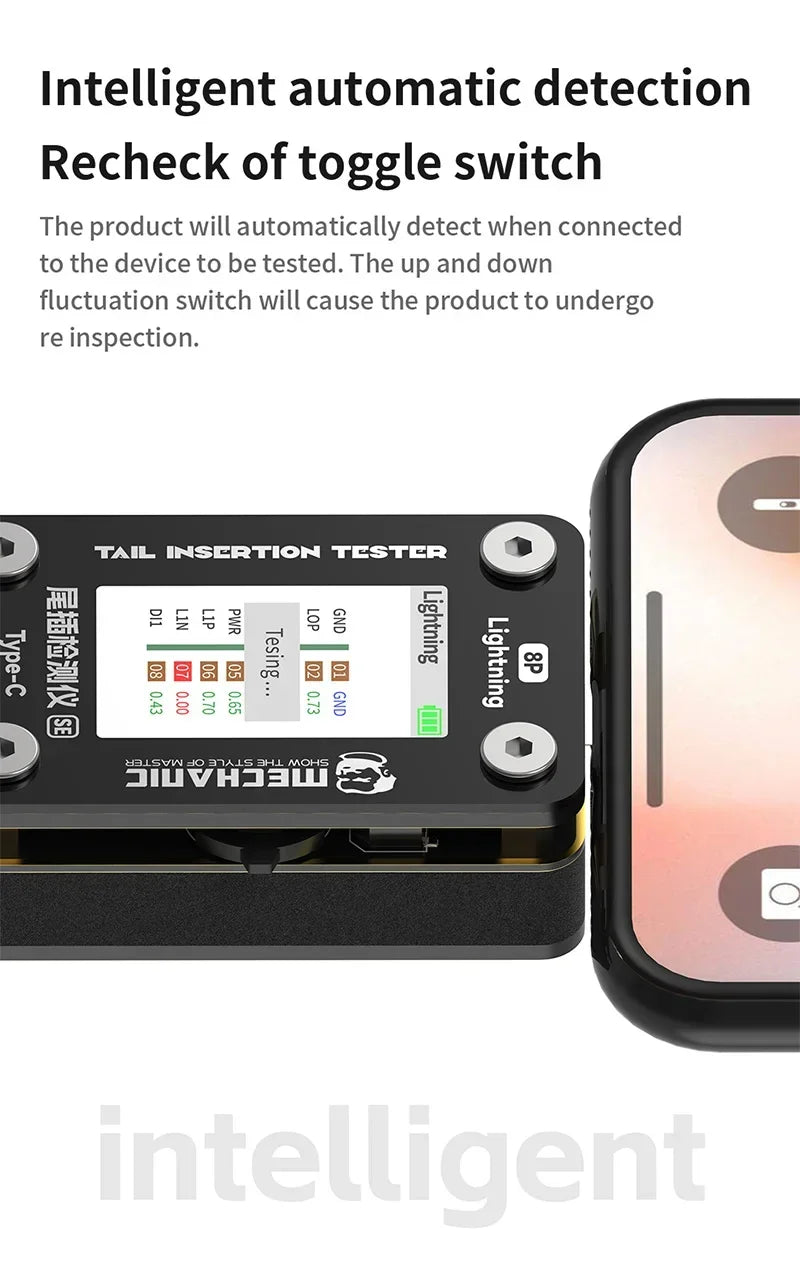 MECHANIC T-824 T824 SE Tail Insertion Tester Tail Insertion Detector Type-C Lightning I nterface for Phone Repair Tools