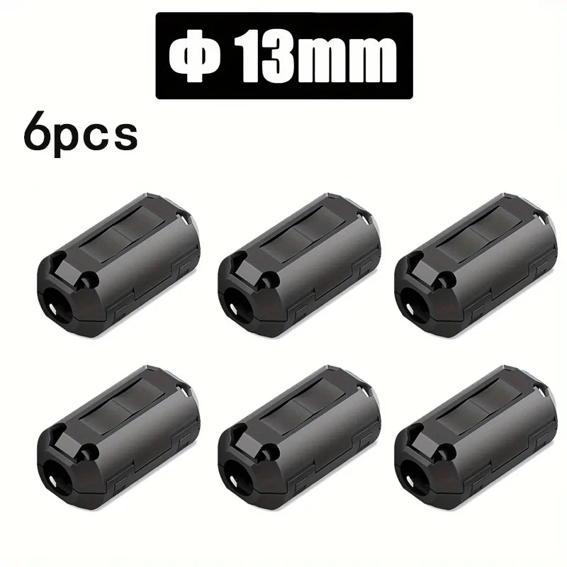 6/10PC Snap Magnetic Ring Ferrite Filter For Cable Shield Removable EMC Inner Diameter  5mm 7mm 9mm 11mm 13MM Degaussing Filter