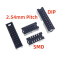 100 Pcs 2.54 MM Male PCB Header 6 8 10 12 14 16 20 24 26 30 34 40 50 60 64 80 Pin Straight ShroudedDIP SMD IDC Socket Box JTAG