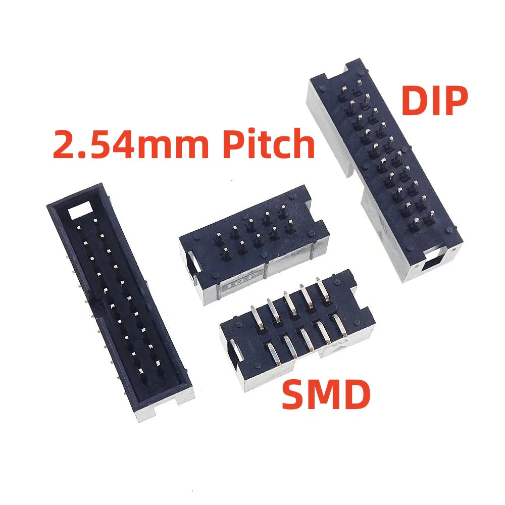 100 Pcs 2.54 MM Male PCB Header 6 8 10 12 14 16 20 24 26 30 34 40 50 60 64 80 Pin Straight ShroudedDIP SMD IDC Socket Box JTAG