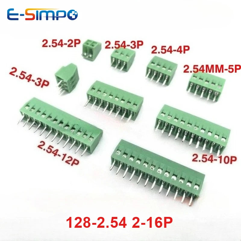 10PC KF128 2.54mm 0.1" Mini Terminal PCB Board Connector for Wire 2/3/4/5/6/7/9/10/12/14/16P Screw Terminal Block 26-18AWG Cable