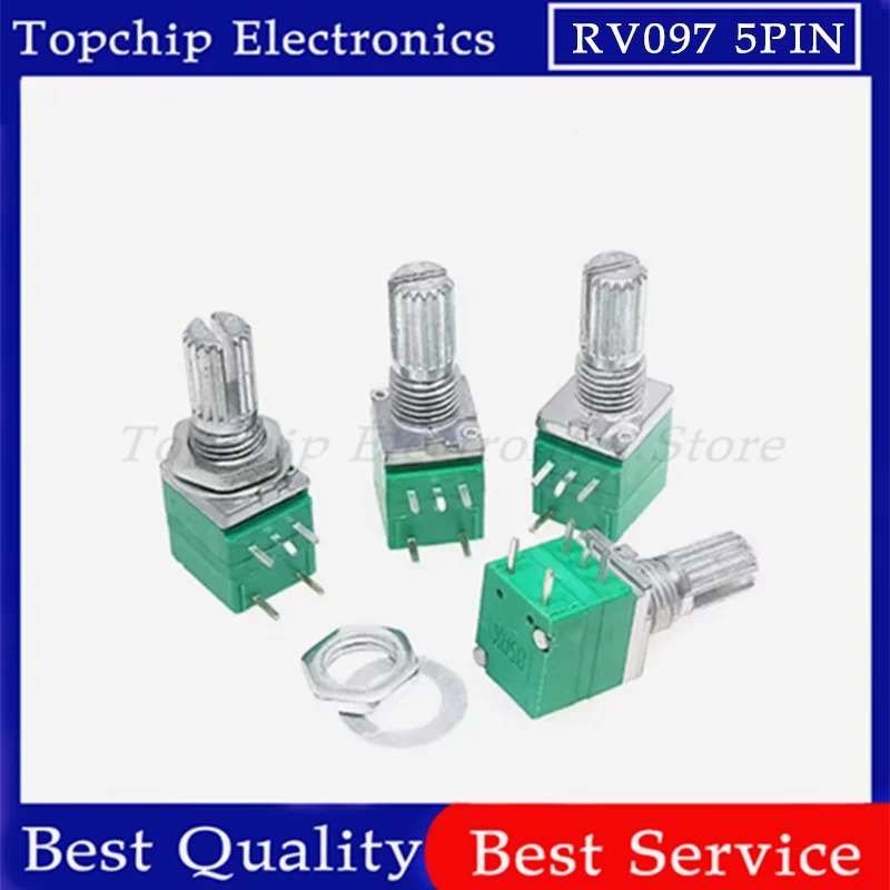5pcs RV097NS 5pin RK097 RV097 1K 5K 10K 20K 50K 100K 500K with a switch audio shaft 15mm amplifier sealing potentiometer