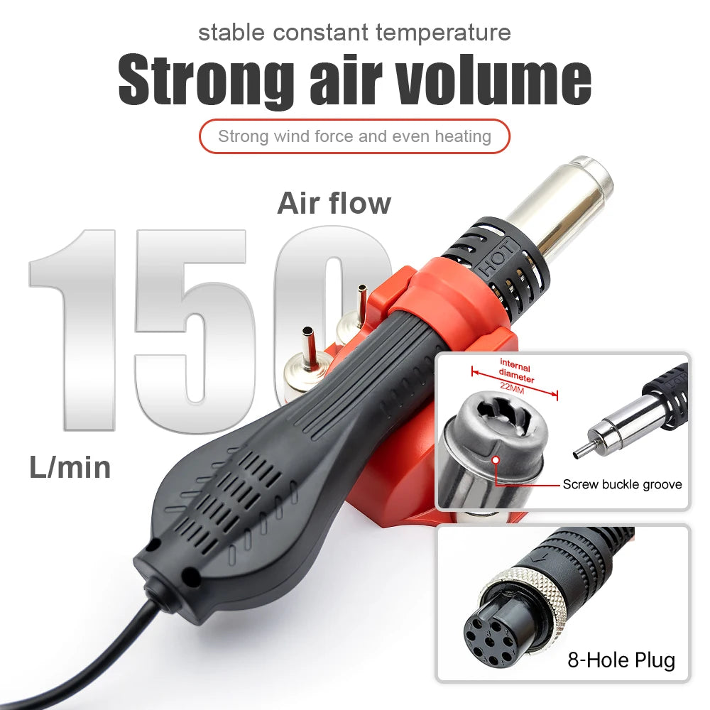 JCD 8858A Micro Hot Air Gun 750W Soldering Rework Station LCD Digital Display Hair Dryer Welding Repair Tools BGA SMD Heat Gun