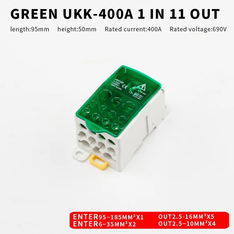 Distribution Box One In Several Out Power Wire Universal Electric Connector Junction Din Rail Terminal Block UKK 80A160A250A400A