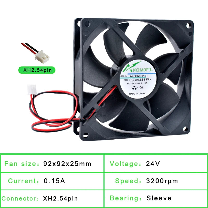 ACP9225 9cm 92mm Fan 92x92x25mm 9025 DC5V 12V 24V 2pin Cooling Fan for Chassis Power Inverter