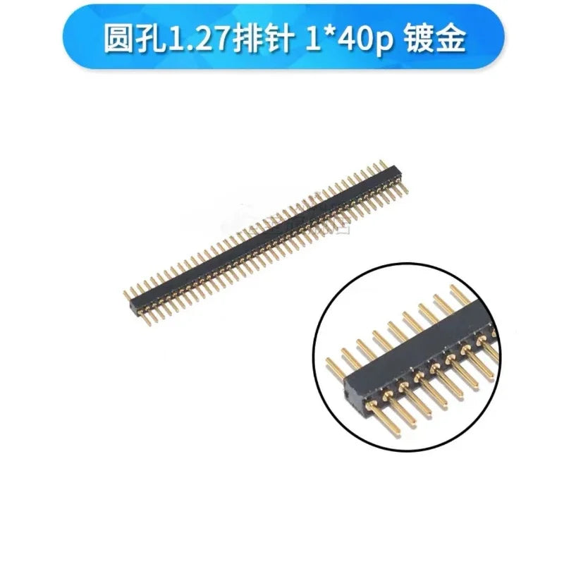 1x40P 1.27mm 2.0mm 2.54mm Round Hole Male Tin Gold Female Pin Header Single Row 0.1" Breakable PCB IC Crystal Transistor Socket