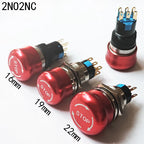 16mm/19mm/22/mm Emergency Metal Button Switch Indication STOP Machine Panel Dashboard Press Latching Button 1NO1NC/2NO2NC