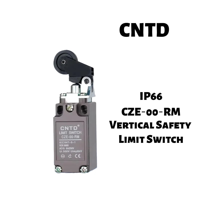 Limit Switch, CNTD CZE‑00‑RM plastic housing 1NO1NC contact, 10A 250VAC mechanical reset, industrial position sensor for machine