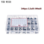240pcs 2.2uH-100mH 24Value x 10pcs 6*8mm Choke I-Shaped Power Inductor Assorted Kit 10uH 22uH 100uH 220uH 470uH 1MH 2.2MH 10MH