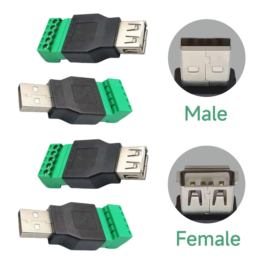 USB 2.0 Plug Type A Male/Female Computer TV Phone Keyboard Mouse Connector USB Screw Terminal Plug