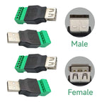 USB 2.0 Plug Type A Male/Female Computer TV Phone Keyboard Mouse Connector USB Screw Terminal Plug