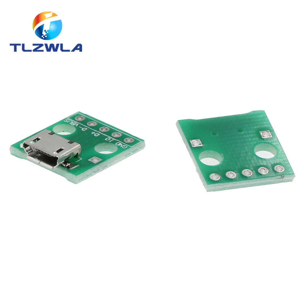 10PCS MICRO USB To DIP Adapter 5pin Female Connector B Type PCB Converter Breadboard Switch Board SMT Mother Seat